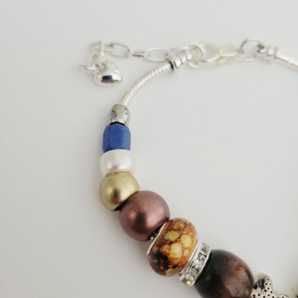 NWT Pandora Style Charm Bracelet Woodland Fringe Snake Serpent Star Rhinestones - Picture 6 of 10